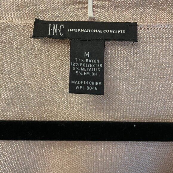 I-N-C (INC) Womens Rose Gold Metallic Cross Knit Sweater Size Medium - Picture 4 of 4